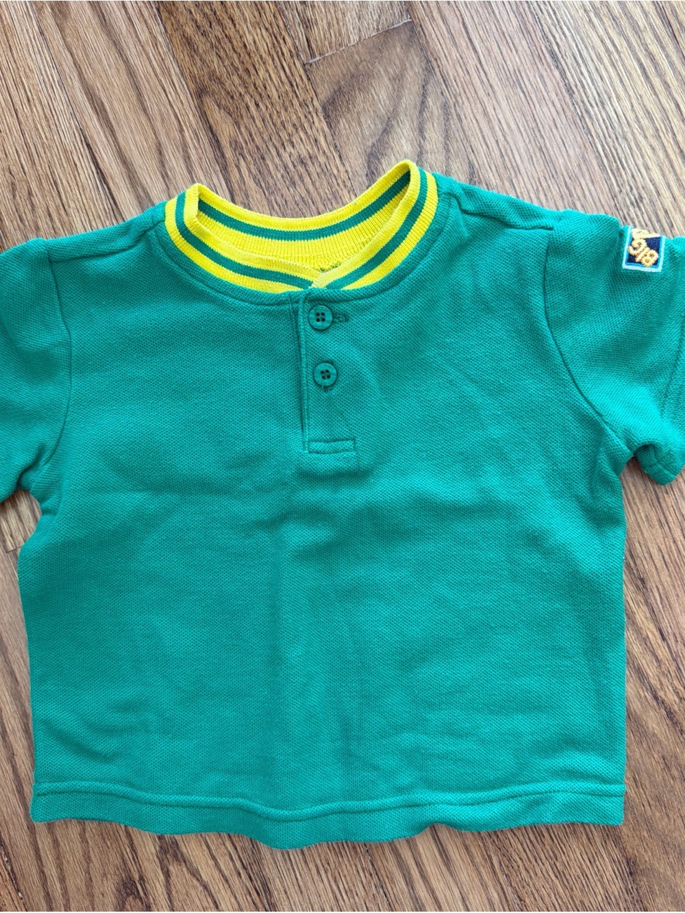 Sesame Street Green Short Sleeve Polo with Yellow Trim and Bid Bird Embroidery